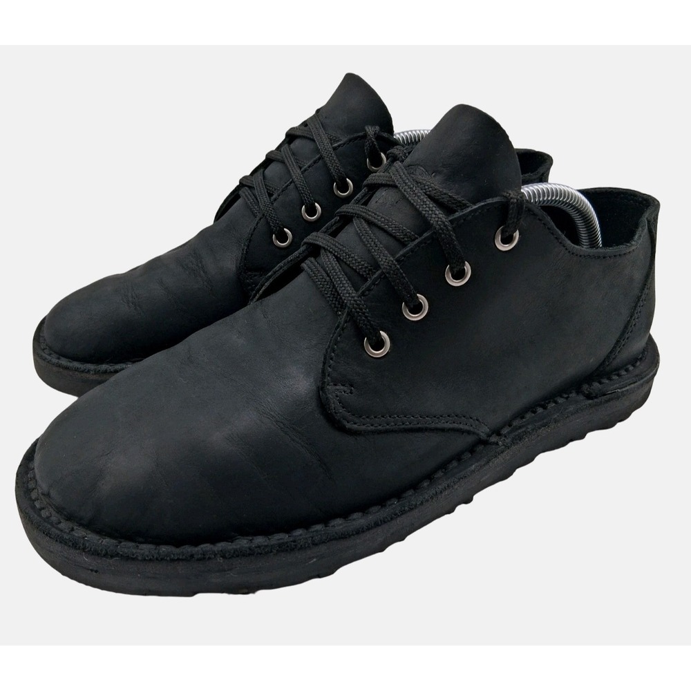 Jim Green Black Leather Shoes Mens 8.5 Lace Up Low Top Casual Comfort Sneakers